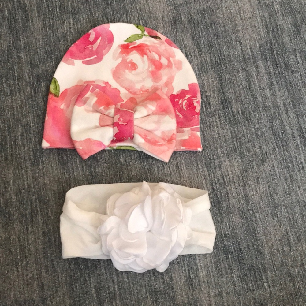 Baby beanie and head band